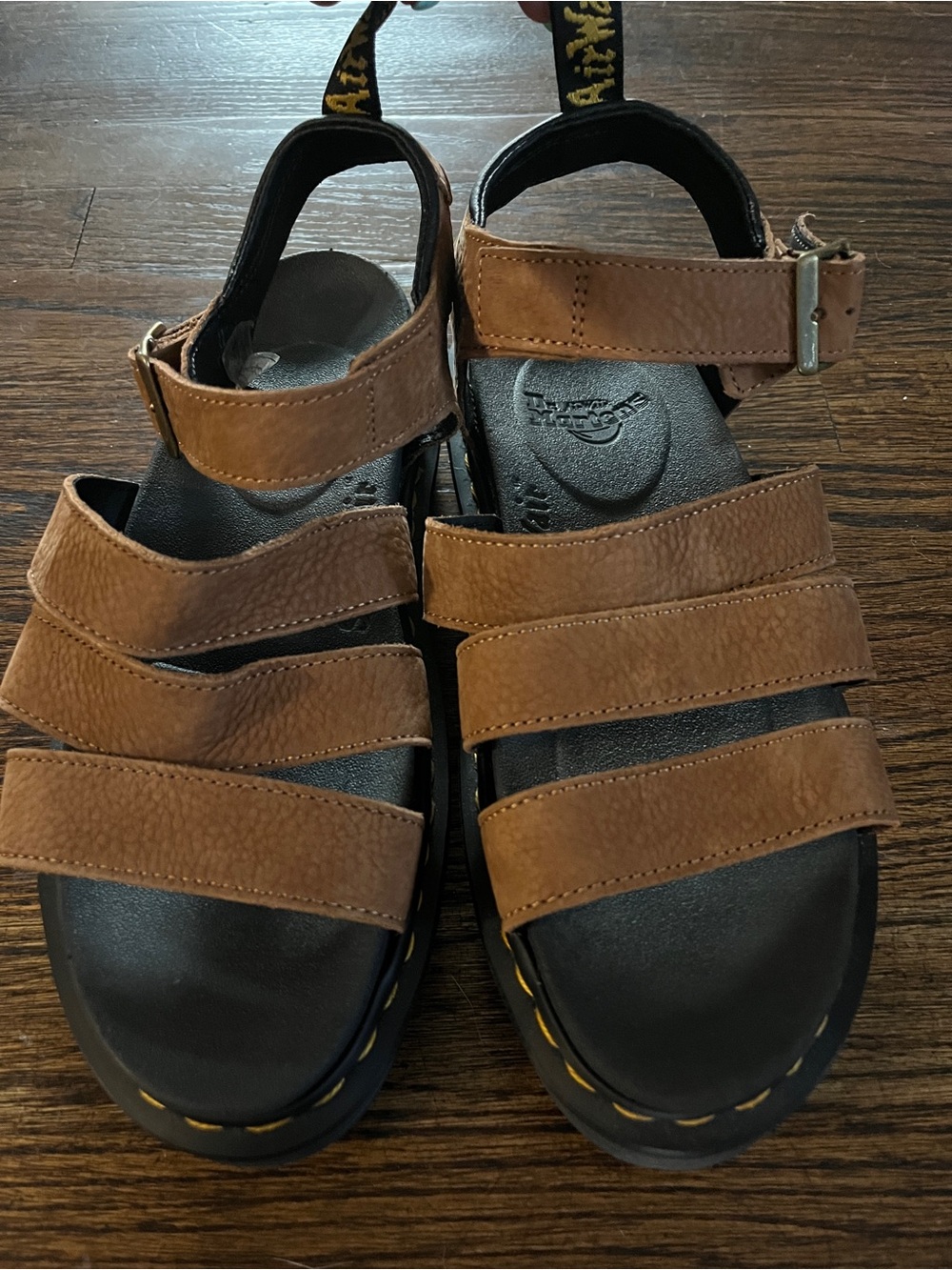 Dr. Martens Tan Brown Leather Multi-Strap Sandals